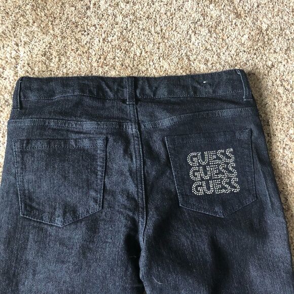 Guess Dark Wash Sarah Low Rise Bling Pockets Skinny Jeans Size 14 Girls - Picture 9 of 10